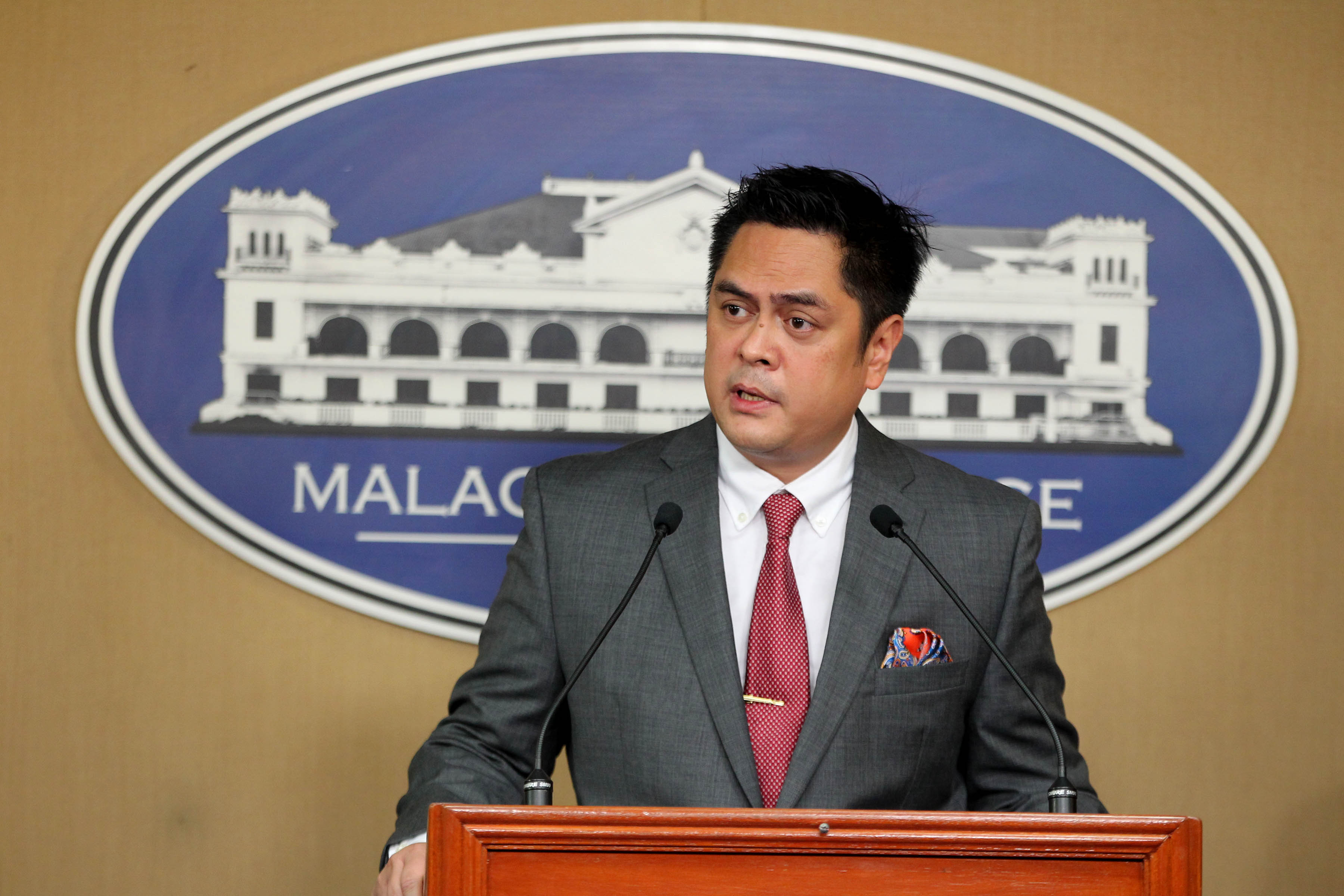 EMBATTLED ANDANAR. Presidential Communications Secretary Martin Andanar explains his recent pronouncements about an ouster plot and bribes to media during a Palace news briefing. Photo by Ace Morandante/Presidential Photo 
