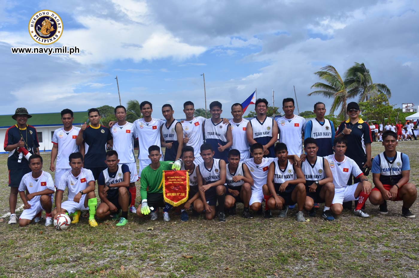 COMRADES. The members of the Philippine and Vietnam navies which played games volleyball on disputed island. Photo courtesy of Philippine Navy  