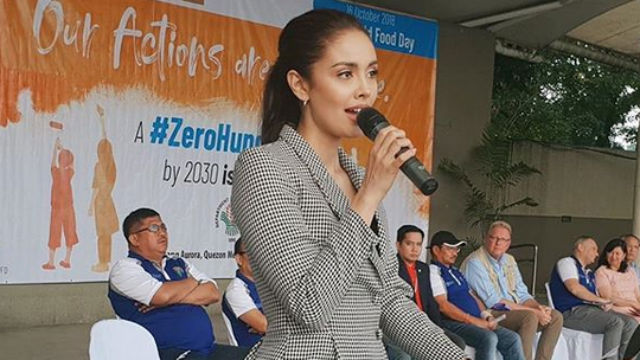 ZERO HUNGER. Megan Young gives a speech during the launch of the #ZeroHunger project. Screenshot from Megan's Instagram page 