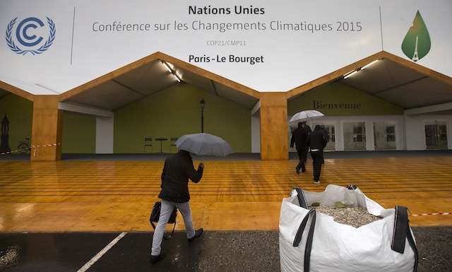 READY. A man walks to the entrance of the COP21 Climate Conference venue in Le Bourget, north of Paris, France, November 24, 2015. Ian Langsdon/EPA 