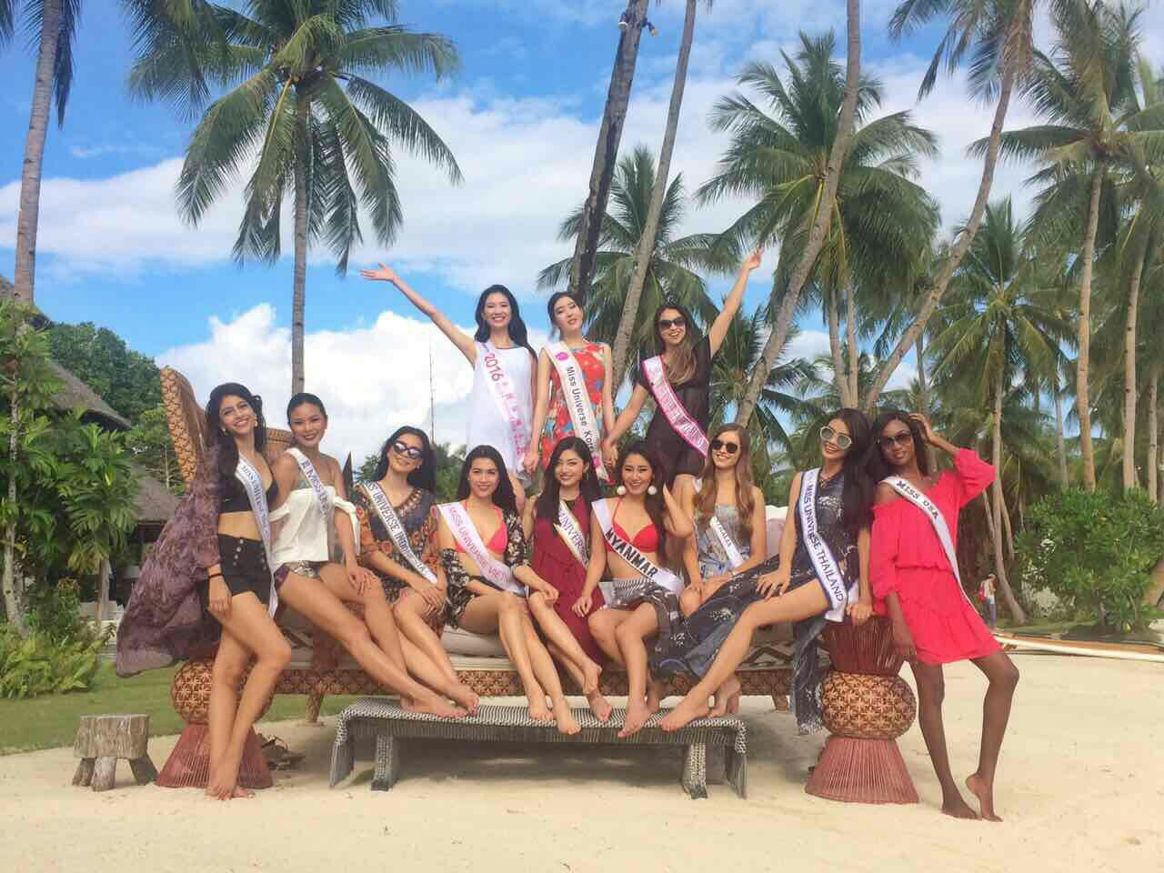 DAVAO FASHION SHOW. The Davao cultural fashion show, featuring the Miss Universe candidates, will push through in January, confirms the Department of Tourism. This, after the DOT ironed the issue out with the Davao Fashion Design Council. File photo shows the candidates during a recent trip to Siargao. Photo courtesy of the Department of Tourism  