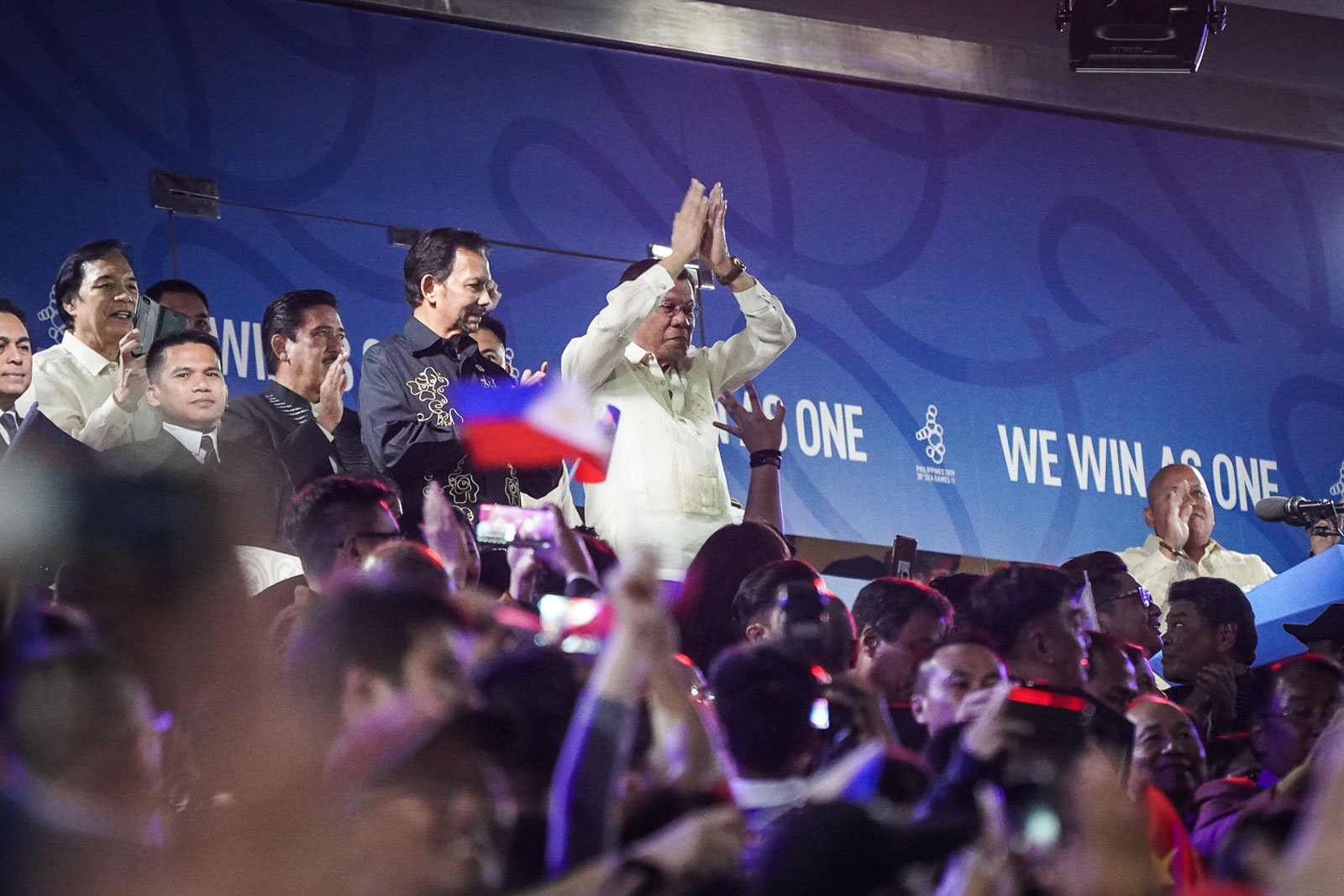 CHILL. A laid-back President Rodrigo Duterte graces the 2019 Southeast Asian Games opening ceremonies. Photo by Josh Albelda/Rappler 