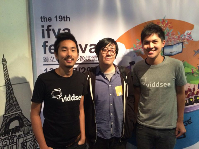 GOING PLACES. Derek Tan (right) with Viddsee co-founder Ho Jia Jian (left) and Arvin Chen (middle) director of Taiwanese films Mei and Au Revoir Taipei. All photos from Viddsee / Derek Tan  