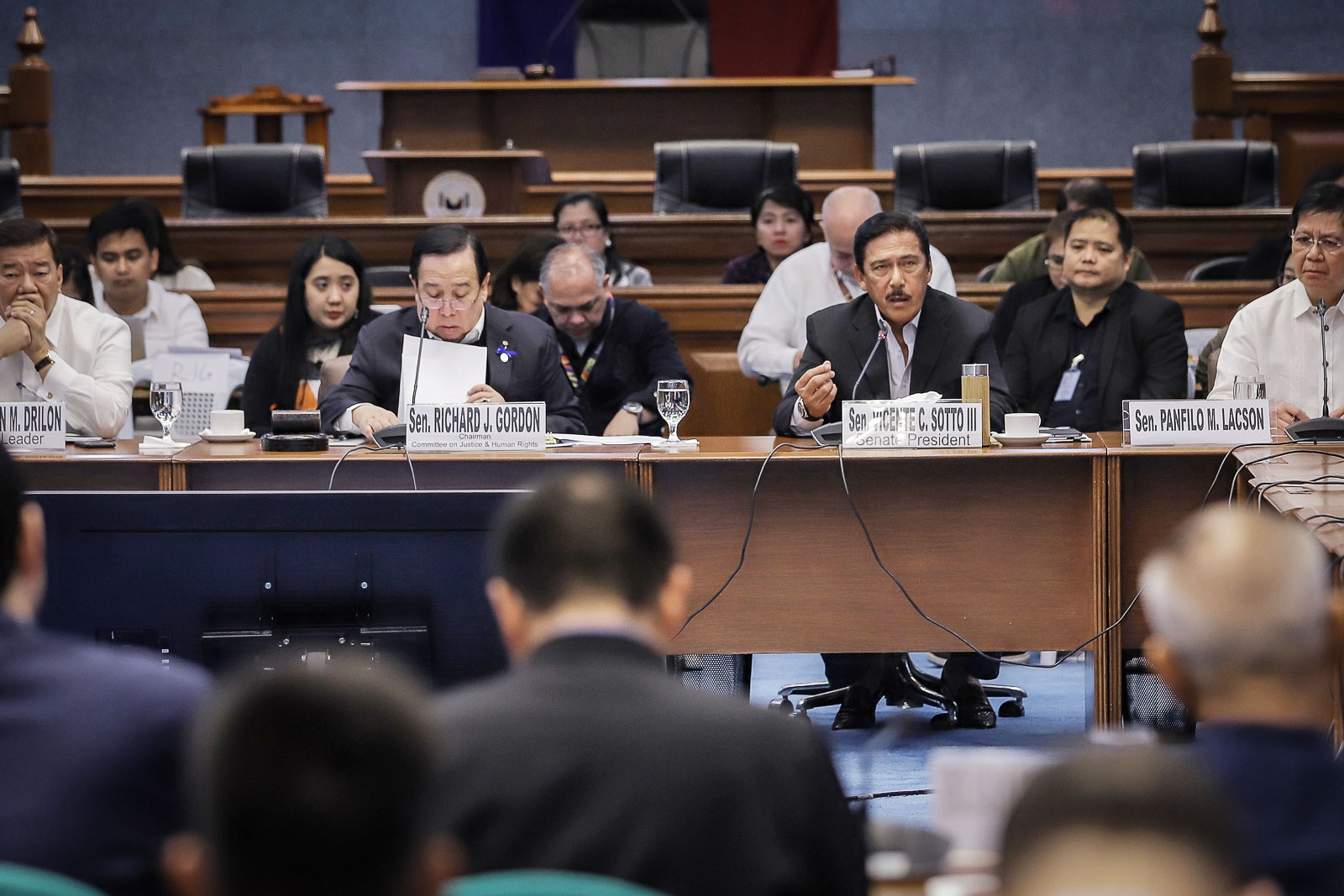 ZIP IT. Senate President Vicente Sotto III tells critics of the Senate blue ribbon hearings to 'zip it'. File photo by Angie de Silva/Rappler  