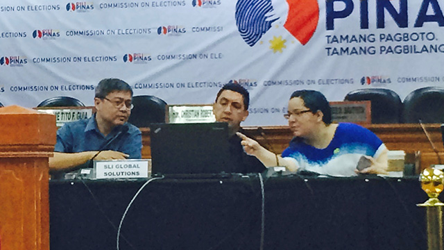 FINAL TRUSTED BUILD. Representatives from the Comelec, SLI Global Solutions, and Smartmatic conduct the final trusted build of the election management system software for the 2016 polls at the Comelec office on January 26. Michael Bueza/Rappler