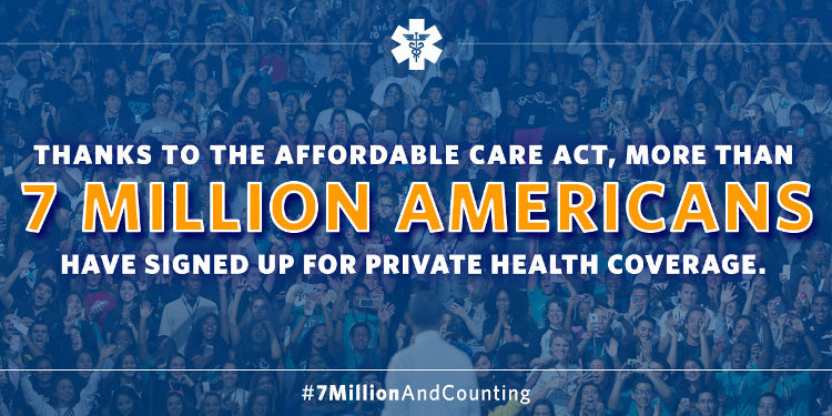 Obama cheers 7 million health care sign ups