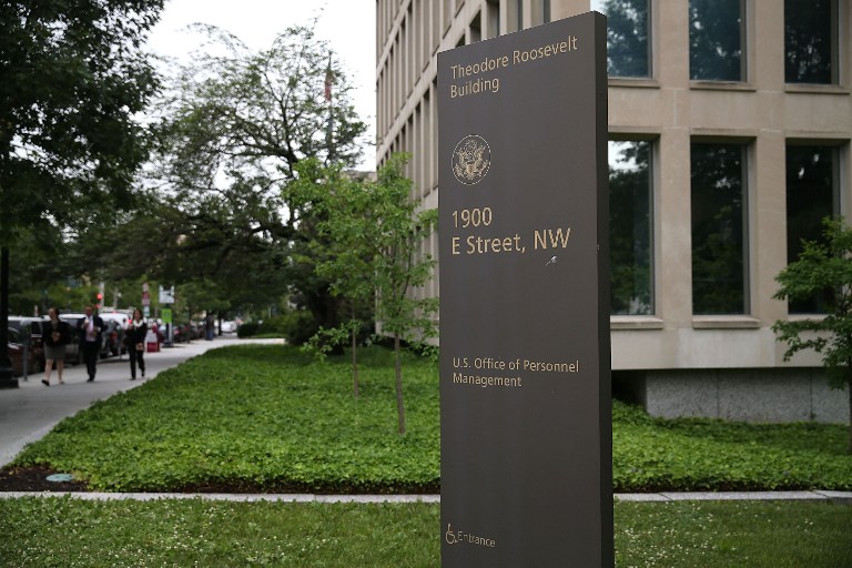 HACKED. The Theodore Roosevelt Federal Building that houses the Office of Personnel Management headquarters is shown June 5, 2015 in Washington, DC. File photo by Mark Wilson/Getty Images/AFP  