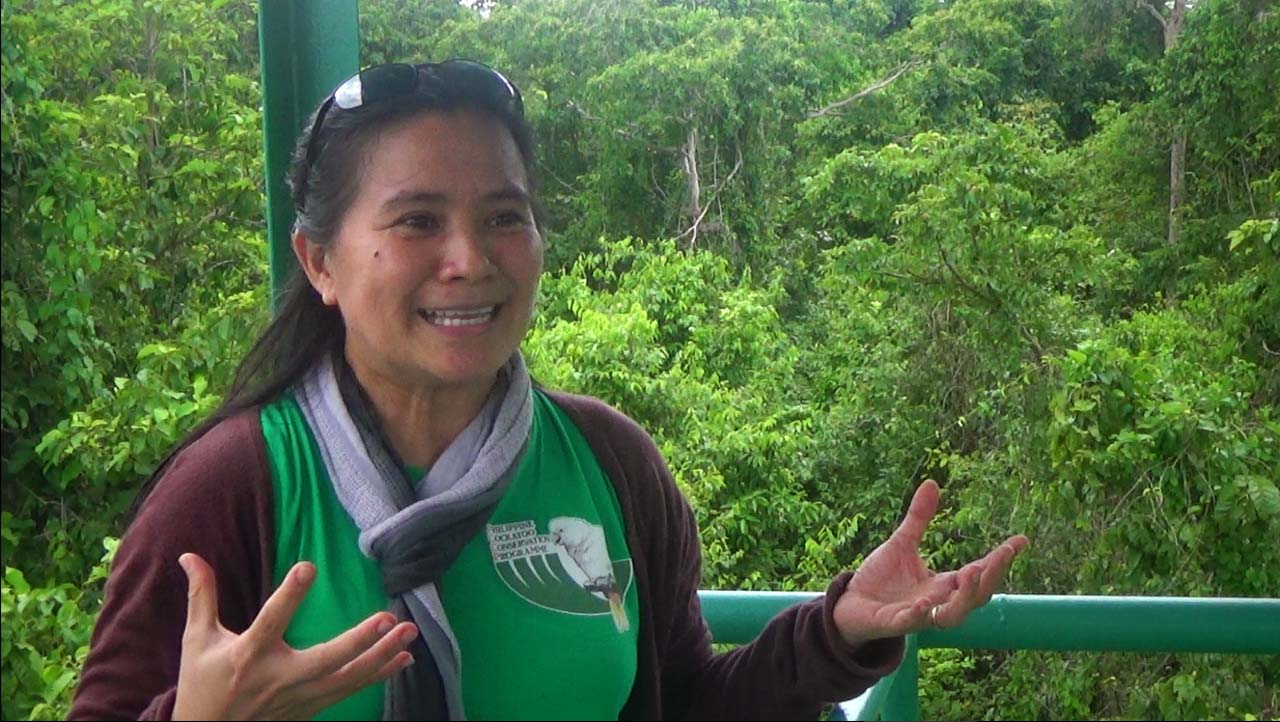 ADVOCATE. KFI Program Manager Indira Widmann thrillingly shares their success story on conserving the critically endangered Philippine Cockatoo. Photo courtesy Jessie Cereno/PCSDS 