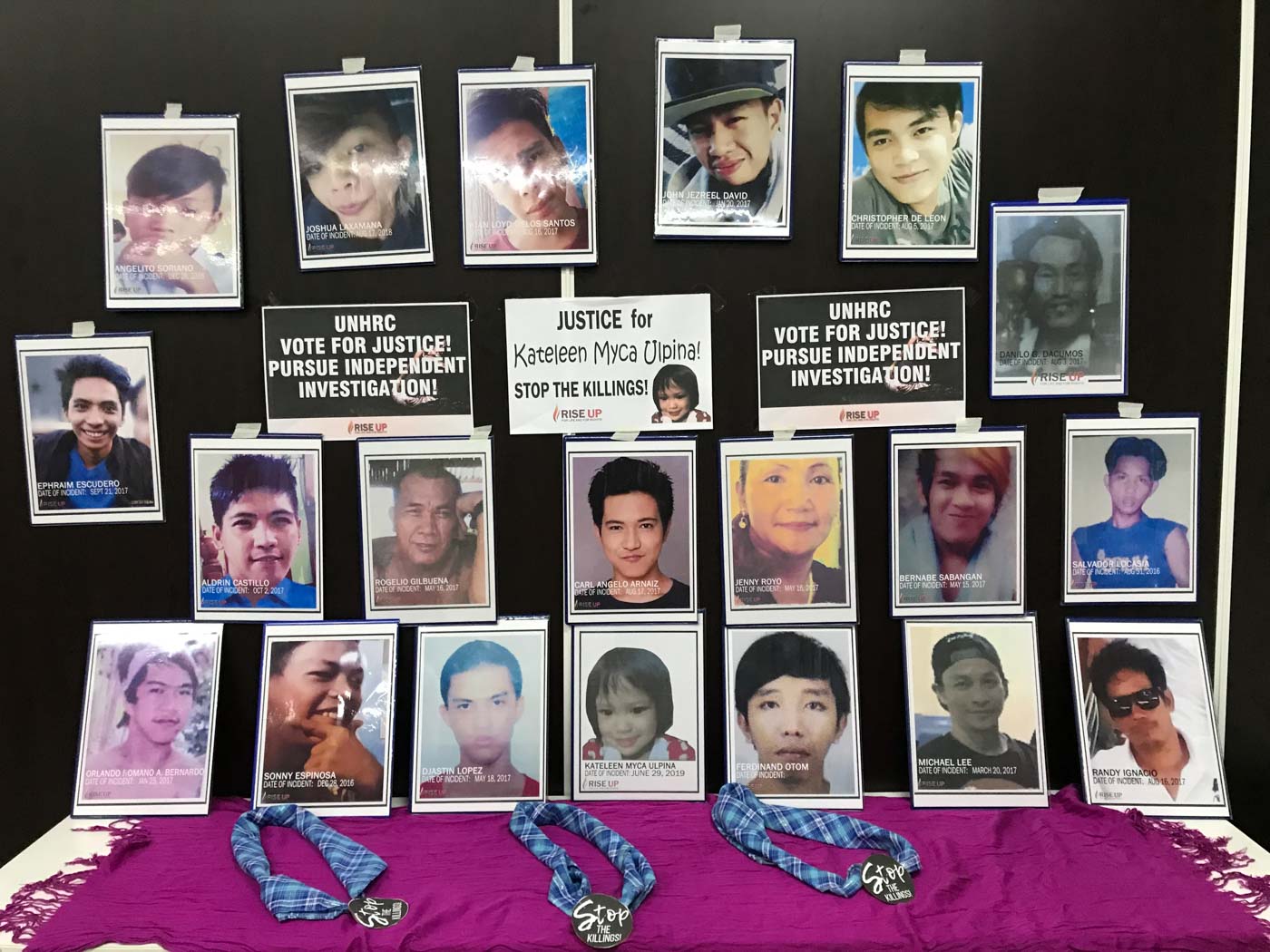 JUSTICE. Families of victims of extraudicial killings call on the United Nations Human Rights Council to pursue an investigation into the rising drug war deaths in the Philippines. Photo by Micah Guiao/Rappler 