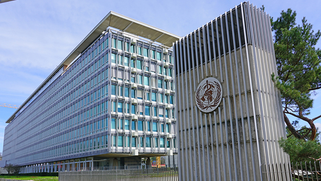 COVID-19 VICTIM. File photo of the World Health Organization building in Geneva, Switzerland. Shutterstock.com 