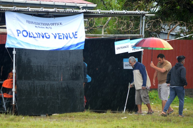 ELECTIONS. People arrive to vote in the general election in Suva on November 14, 2018. Long queues formed on November 14 as polling opened in Fiji for the Pacific island nation's second election since a 2006 military coup. Photo by Ivamere Rokovesa/AFP 