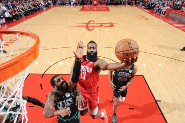 THE BEARD. James Harden shows no mercy on the Boston Celtics as the Houston Rockets cruise. File photo from Twitter (@NBA) 