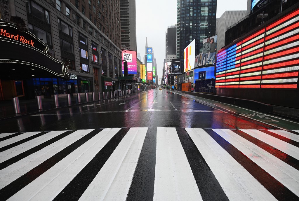 NEW EPICENTER? A nearly empty Times Square is seen on March 23, 2020 in New York City. Photo by Angela Weiss/AFP 