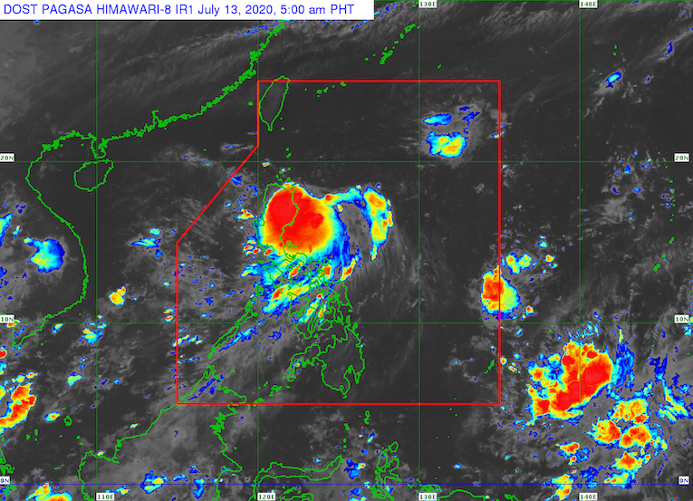 Satellite image of Tropical Depression Carina as of July 13, 2020, 5 am. Image from PAGASA 