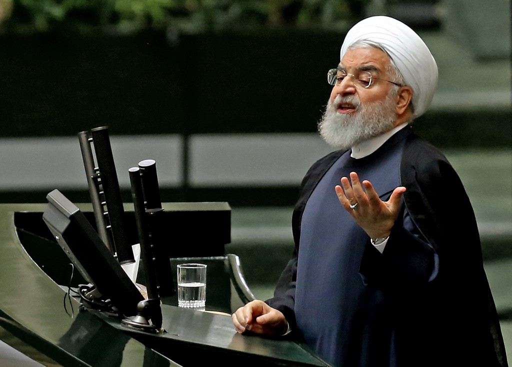 ROUHANI. In this file photo, Iran's President Hassan Rouhani addresses parliament in the capital Tehran on September 3, 2019. Photo by Atta Kenare/AFP 