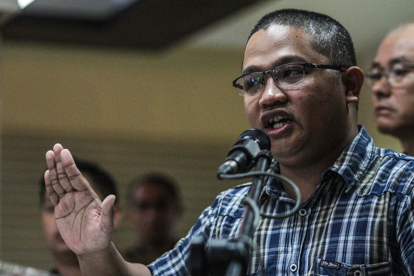 'BIKOY'. Peter Joemel Advincula alias Bikoy tells media in a news briefing in Camp Crame on May 23, 2019, that he surrendered to police as he feared for his safety. Photo by Lito Borras/Rappler   