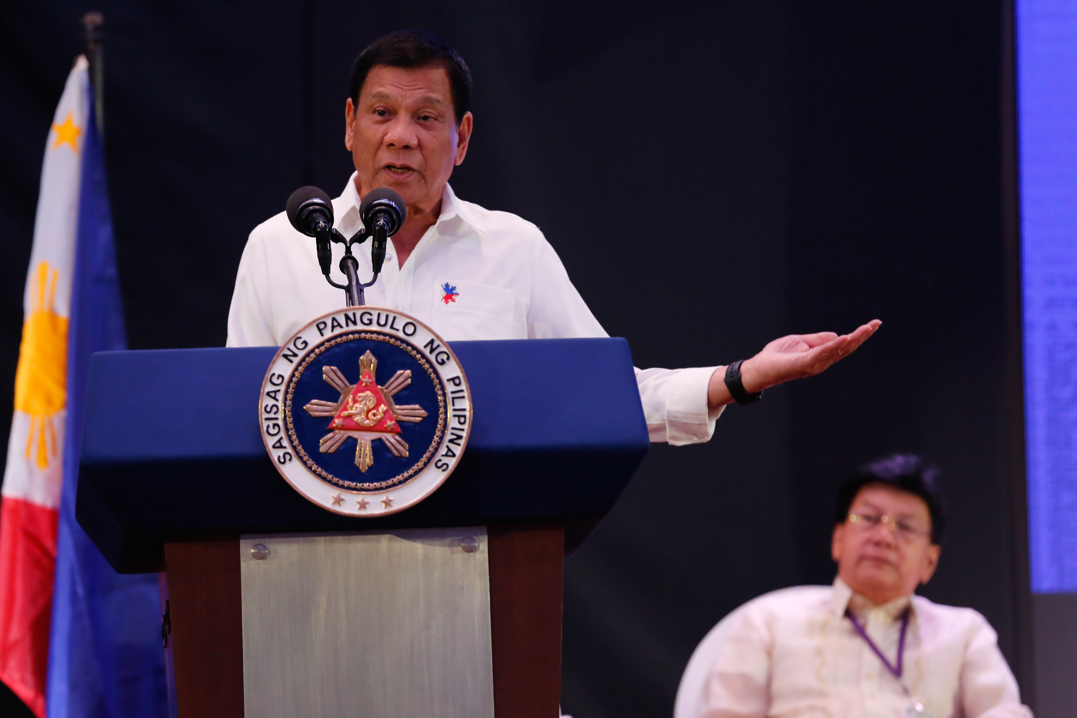 RULE OF LAW. President Rodrigo Duterte talks about Mindanao history, the peace process, and his campaign against illegal drugs and corruption during the Regional Convention of the Integrated Bar of the Philippines Greater Manila Chapter at the Manila Hotel on November 4, 2016. File photo by Toto Lozano/Presidential Photo  