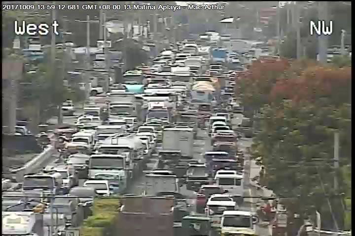 GRIDLOCK. CCTV image of MacArthur Highway in Davao City at 1:59 pm, Monday, October 9. Photo courtesy of the Davao City Public Safety Security Command Center
 