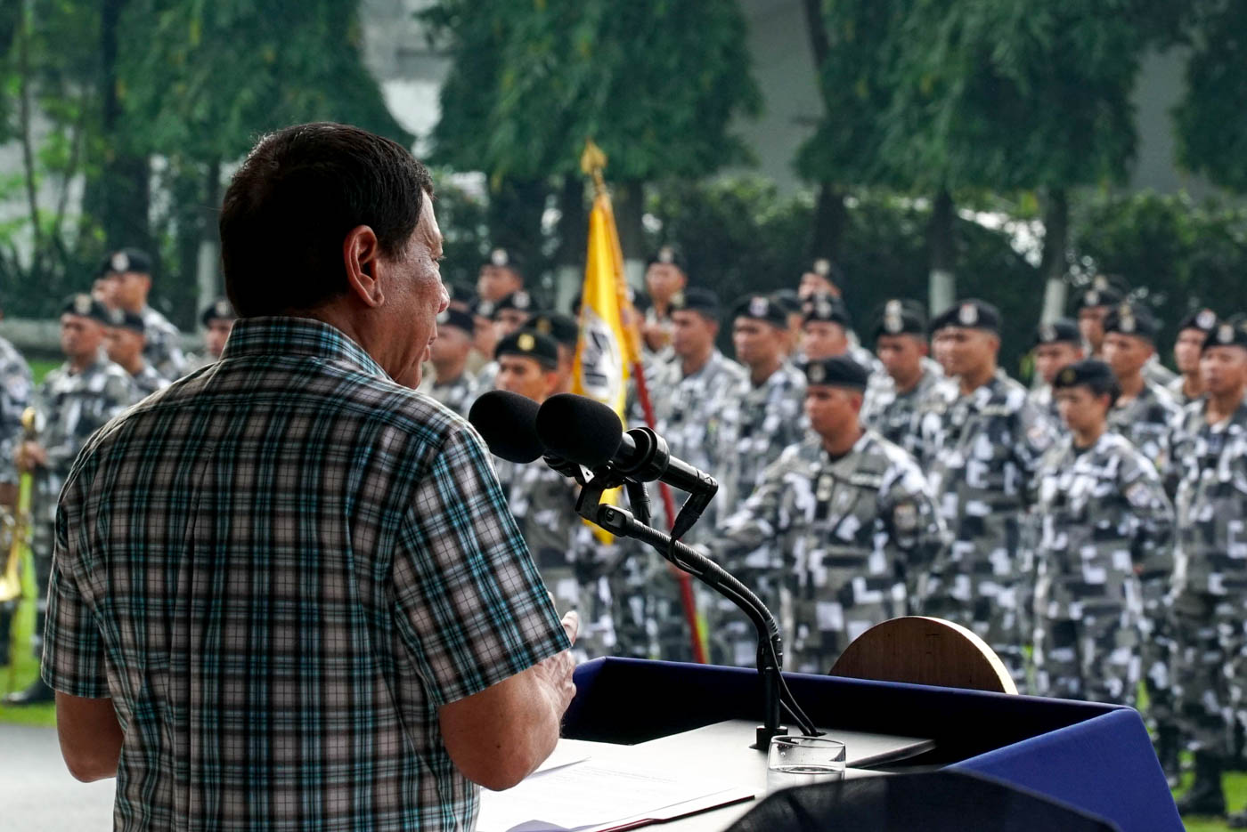 PSG ANNIVERSARY. President Rodrigo Duterte delivers a speech at the 120th anniversary of the Presidential Security Group (PSG) on June 28, 2017. Malacañang photo 