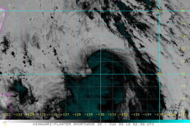 Satellite image of Tropical Storm Florita (Prapiroon) as of June 30, 2018, 10:30 am. Image courtesy of NOAA 
