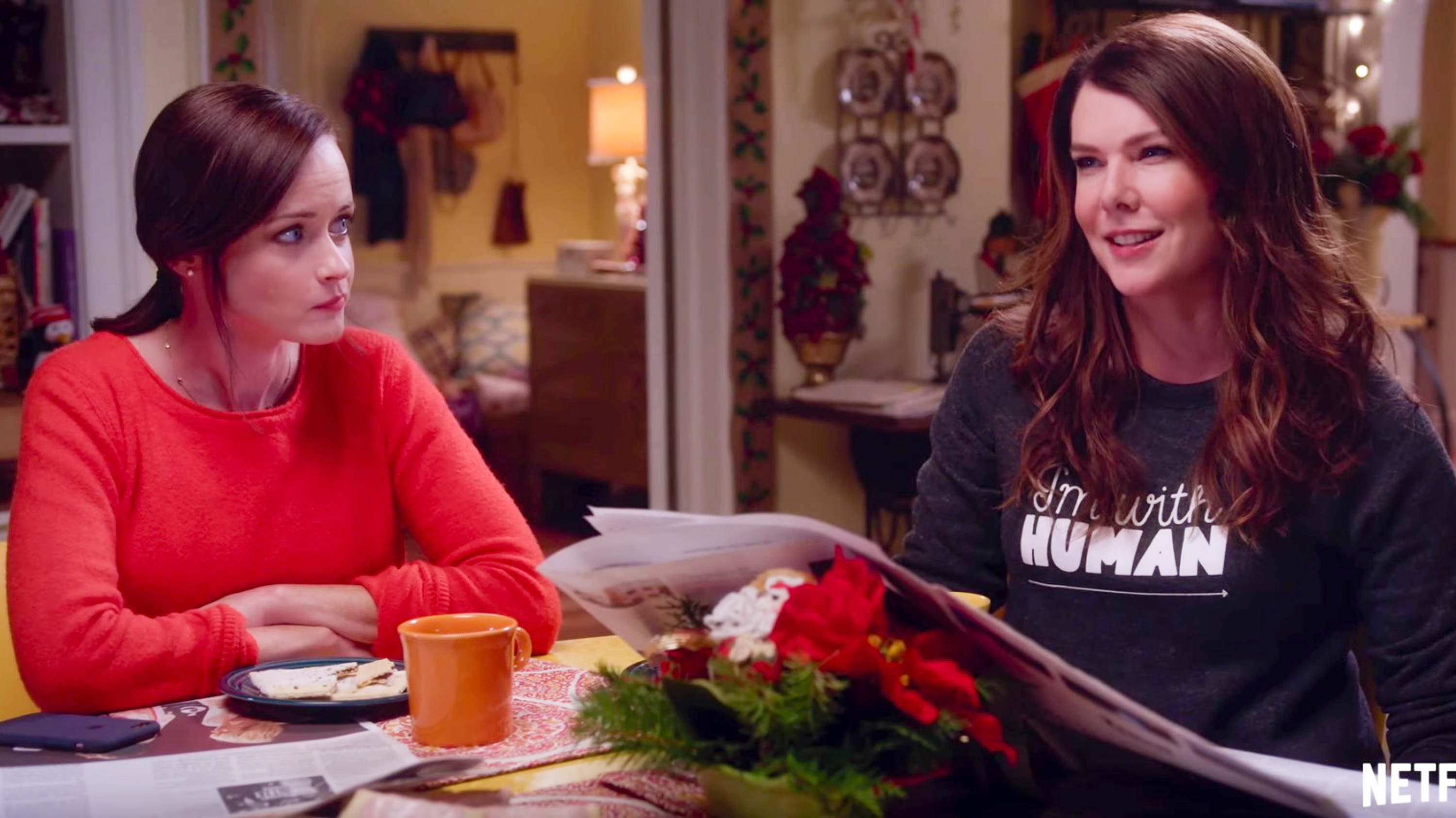 'GILMORE GIRLS.' Lorelai discusses whether or not Amy Schumer would like her with Rory in the first-ever trailer for the 'Gilmore Girls' revival. Screengrab from YouTube/Netflix US & Canada  