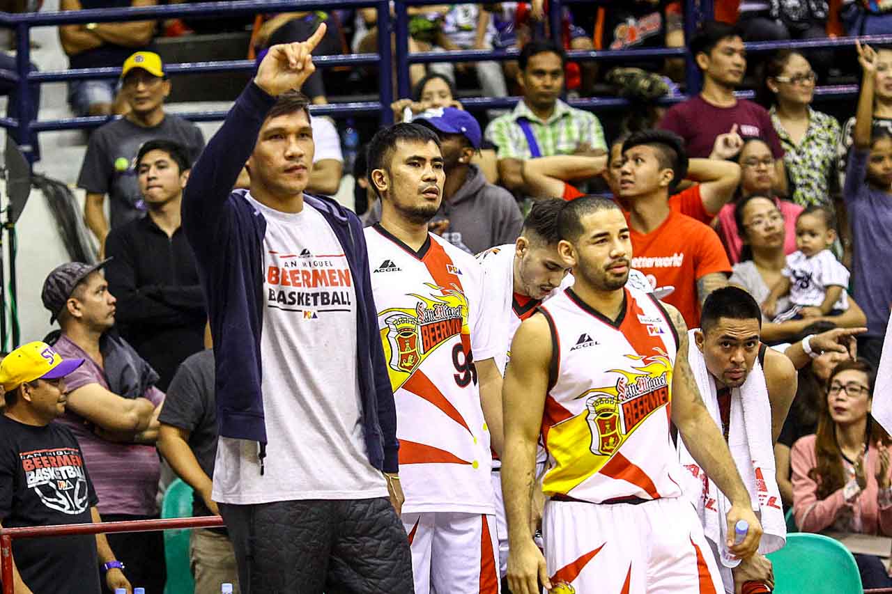 NO JUNE MAR. Fajardo cheers on his team from the bench in Game 4. File Photo by Josh Albelda/Rappler