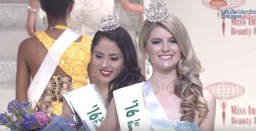 Juara kedua dan keempat 'Miss International 2016' dari Australia dan Nicaragua. 