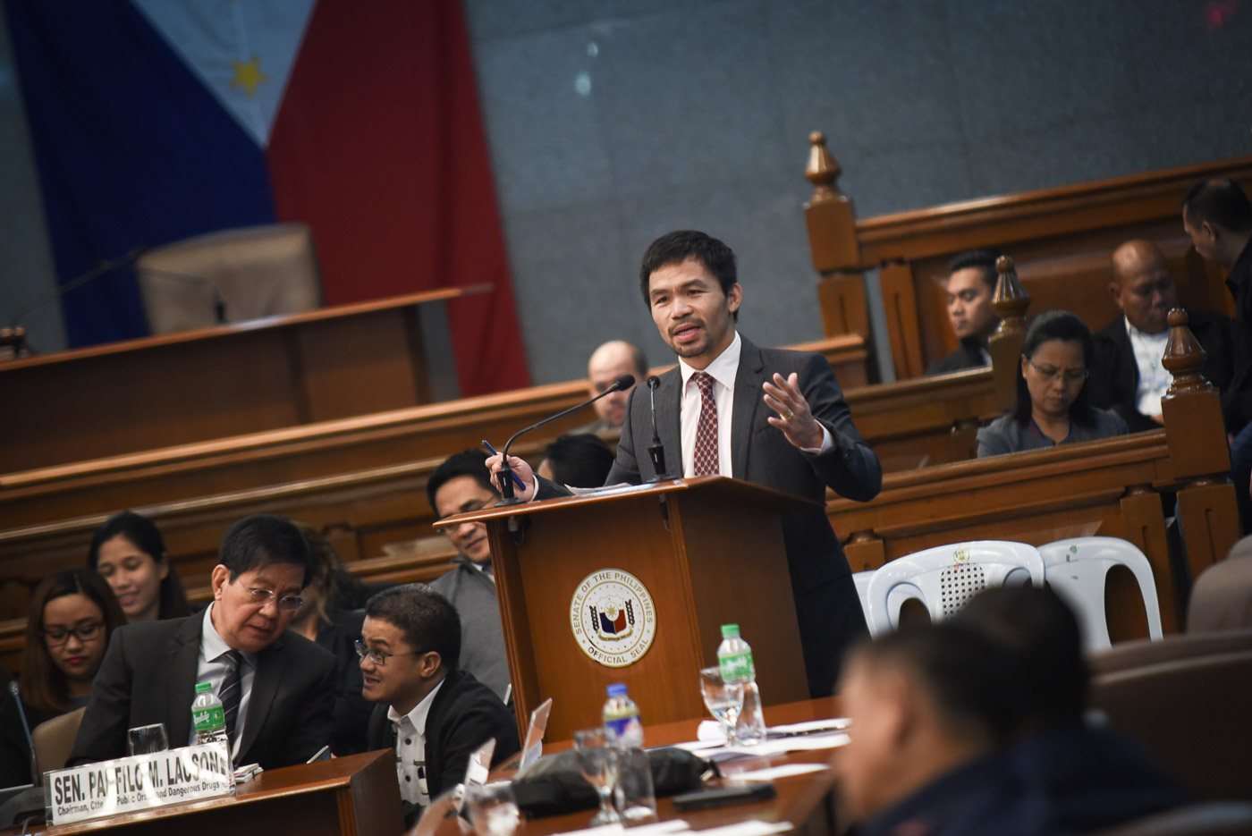 MEETING. Senators confirm meeting on February 26, 2017 at Senator Manny Pacquiao's house to plan the ouster of the Liberal Party senators from their key posts. File photo by LeAnne Jazul/Rappler 
