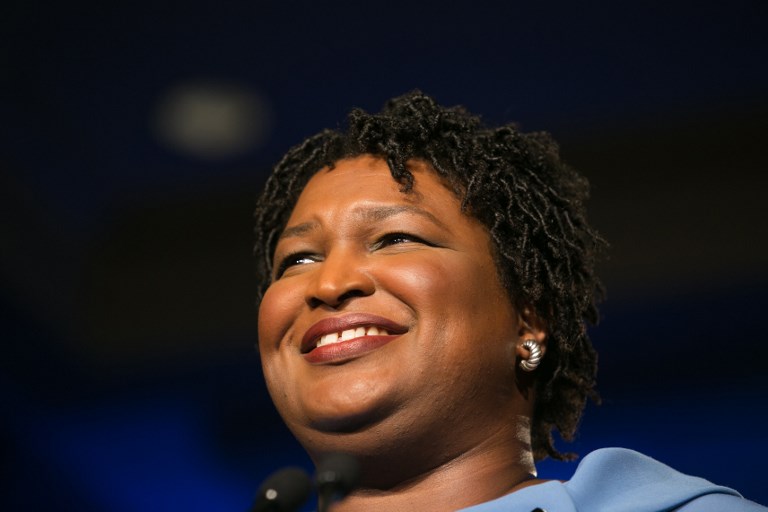 REBUTTAL. This file photo shows then Democratic Gubernatorial candidate Stacey Abrams addressing supporters at an election watch party on November 6, 2018 in Atlanta, Georgia. File photo by Jessica McGowan/Getty Images/AFP 