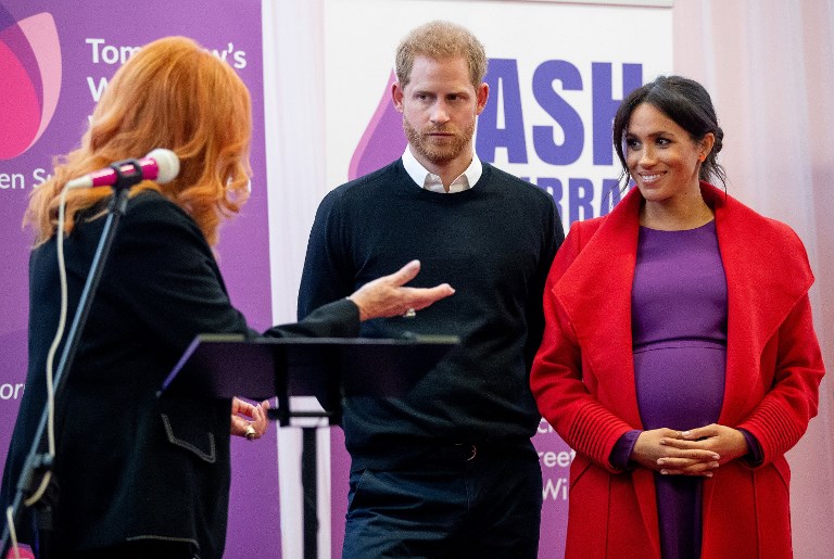 MEGHAN MARKLE. The Duchess of Sussex is criticized by British media for her 'lavish' baby shower. File photo shows Britain's Prince Harry, Duke of Sussex and Meghan at Tomorrow's Women Wirral, an organization that supports women in vulnerable circumstances. Photo by Charlotte Graham/AFP 