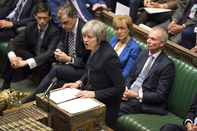 HISTORIC VOTE. Britain's parliament on January 15 resoundingly rejected Prime Minister Theresa May's Brexit deal, triggering a no-confidence vote in her government and leaving the country on track to crash out of the EU. AFP PHOTO / MARK DUFFY / UK Parliament 