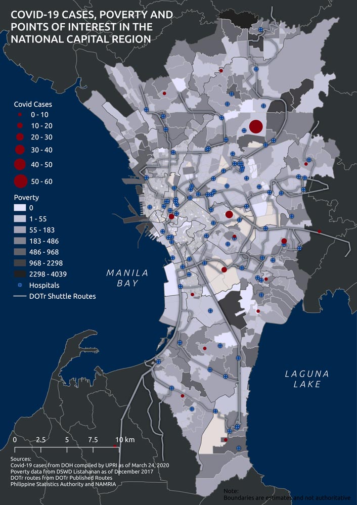 Map by JR Dizon/Mapadatos

(UrbanisMO/PCIJ’s note: The poverty numbers in the map above refer to the number of poor households in each barangay that have been identified through the National Household Targeting System for Poverty Reduction, the government’s primary database of who and where the city’s poorest and neediest are. The numbers indicate families that have been targeted by the Department of Social Welfare and Development for social protection programs such as conditional cash transfers. These families are the poorest of the poor but their numbers do not include the homeless and the so-called “near-poor,” who are equally vulnerable.) 