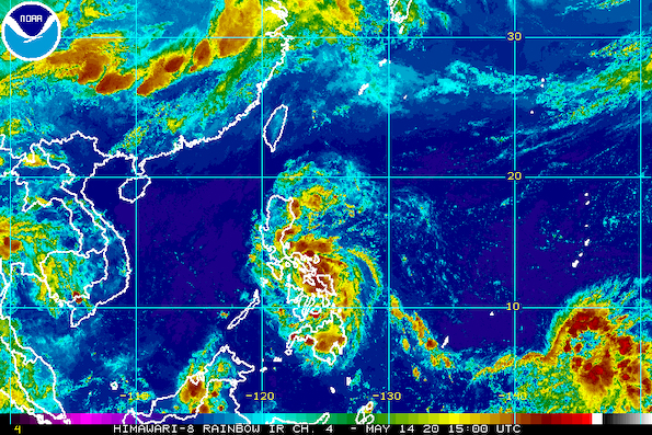 Satellite image of Typhoon Ambo (Vongfong) as of May 14, 2020, 11 pm. Image from NOAA 