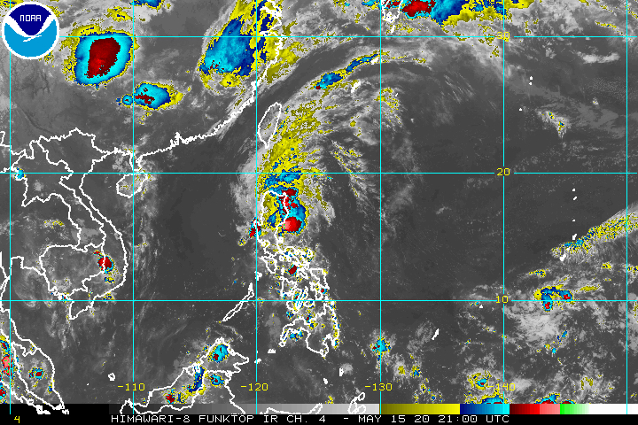 Satellite image of Tropical Storm Ambo (Vongfong) as of May 16, 2020, 5 am. Image from NOAA 