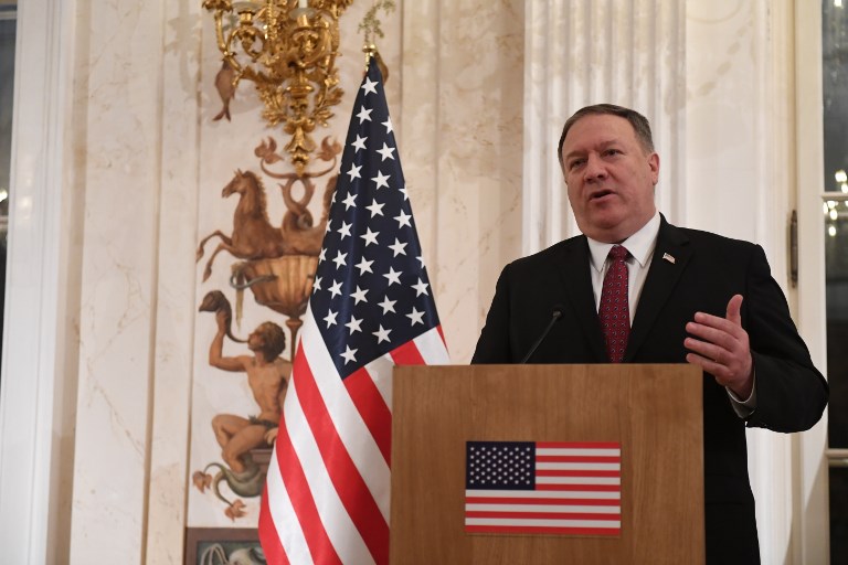 MIKE POMPEO. The US Secretary of State is set to visit the Philippines on February 28 and March 1 to talk to President Rodrigo Duterte. File photo by Janek Skarzynski/AFP 