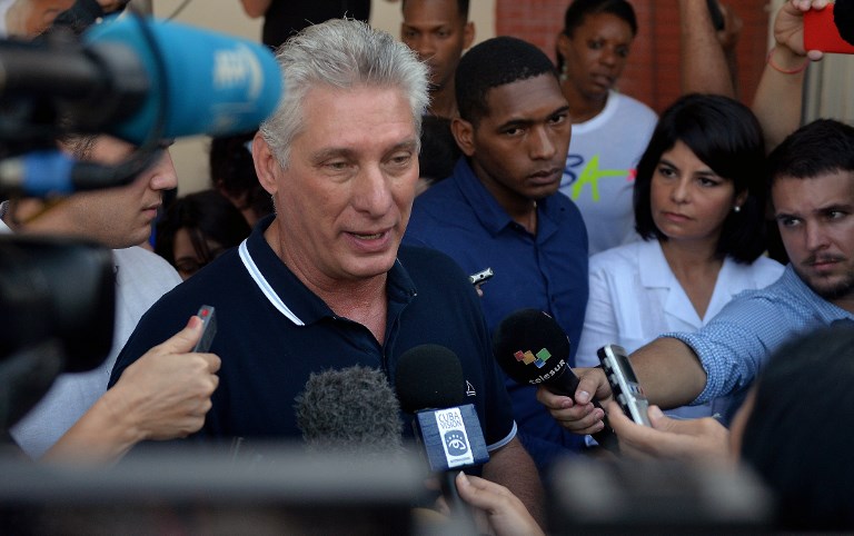 CUBAN REFERENDUM. Cuban President Miguel Diaz Canel speaks with the press after voting in the referendum for the new Cuban Constitution in Havana, on February 24, 2019. Photo by Yamil Lage/AFP 