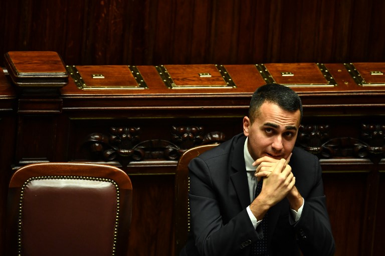 TENSION. This file photo shows Italy's Labor and Industry Minister and deputy PM Luigi Di Maio during a session for a Parliament vote of confidence on Italy's revised 2019 budget, on December 29, 2018 in Rome. File photo by Alberto Pizzoli/AFP 