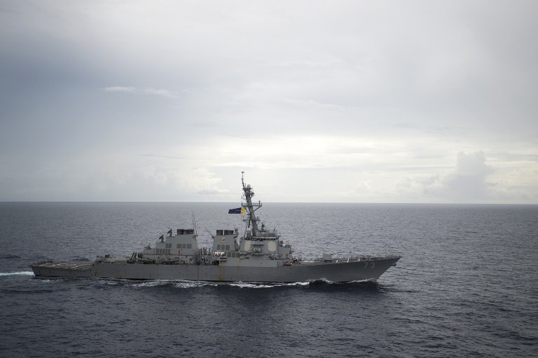 DISPUTED WATERS. This US Navy photo obtained October 21, 2016 shows the USS Decatur (DDG 73) as it operates in the South China Sea as part of the Bonhomme Richard Expeditionary Strike Group (ESG) on October 13, 2016. File photo by Petty Officer 2nd Class Diana Quinlan/US Navy/AFP  