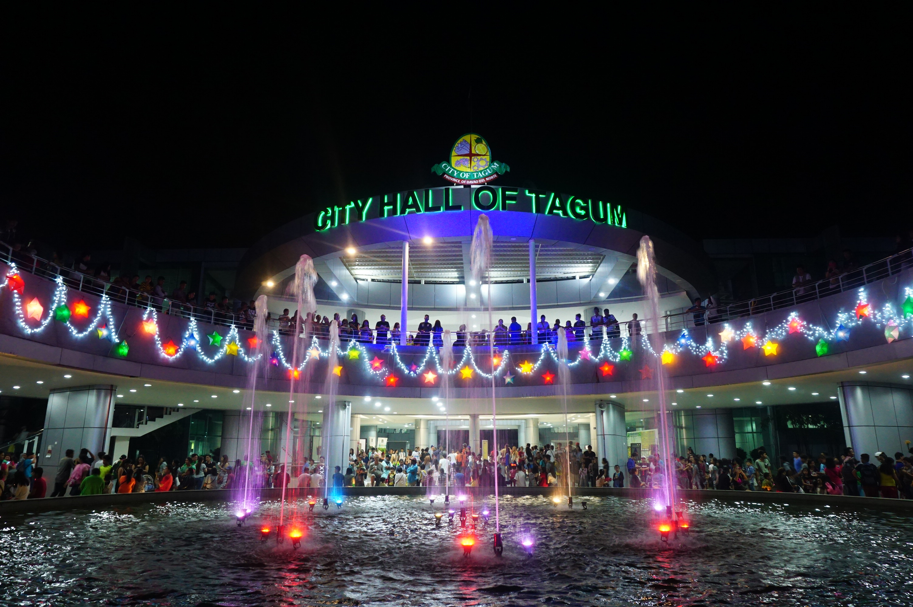 The New City Hall of Tagum is also adorned with Christmas lights. Photo by Louie Lapat  