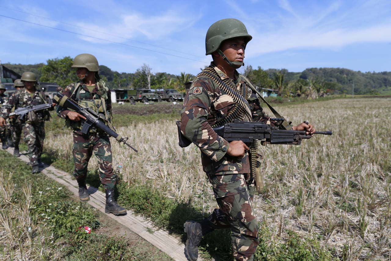 SITE OF MILITARY OPERATIONS. File photo of Army troops arriving in Butig, Lanao del Sur in early 2016 for the offensive against an ISIS-inspired armed group. Photo by Rappler   