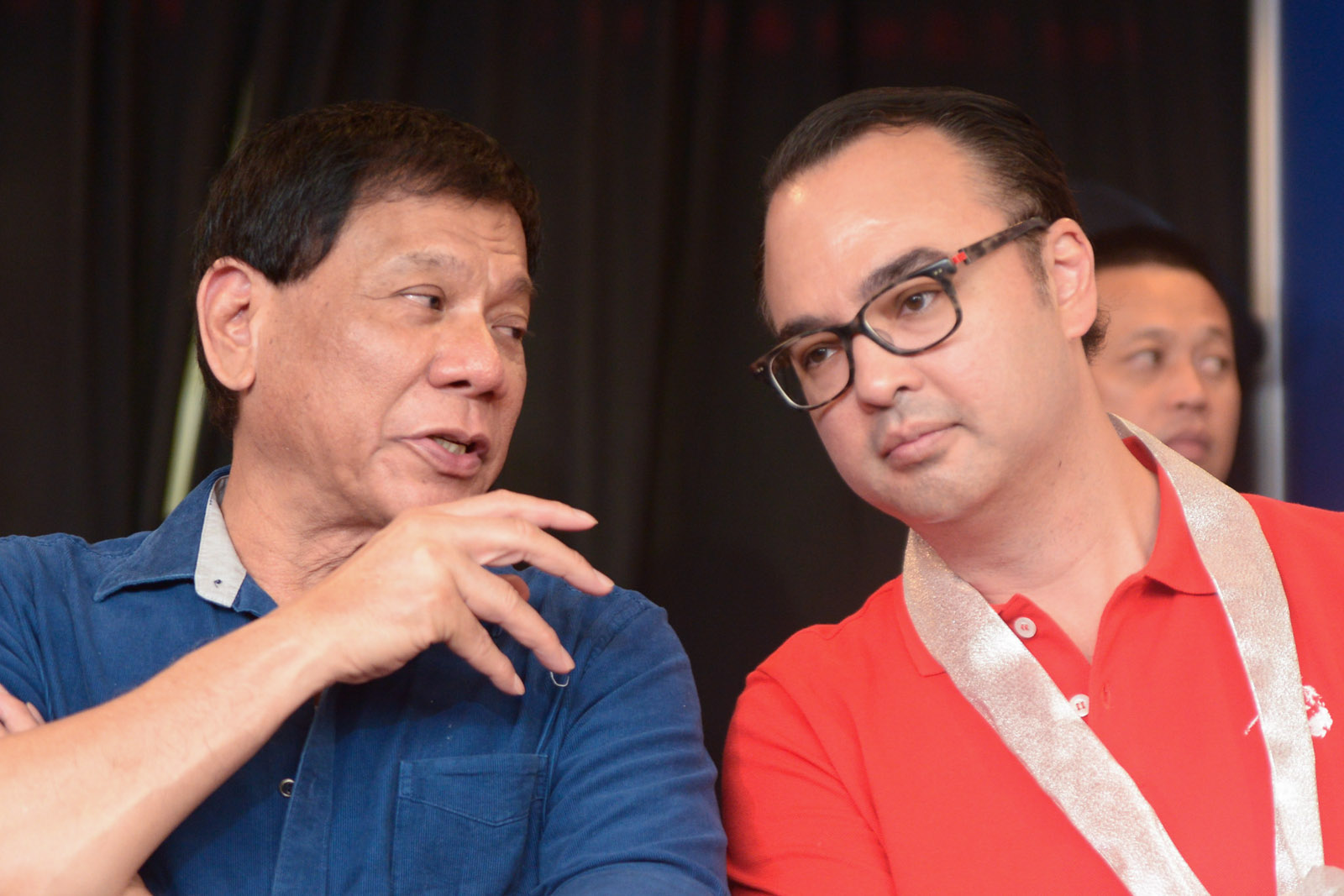 TANDEM. Rodrigo Duterte and Alan Peter Cayetano team up for the 2016 elections. File photo by Jansen Romero/Rappler  
