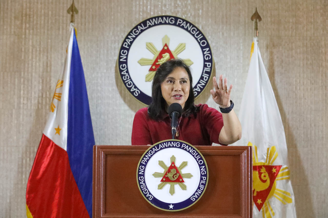 FROM HER TIME IN ICAD. Vice President Leni Robredo gestures as she discusses her suggestions to reform the war on drugs on January 6, 2020. Photo by OVP 