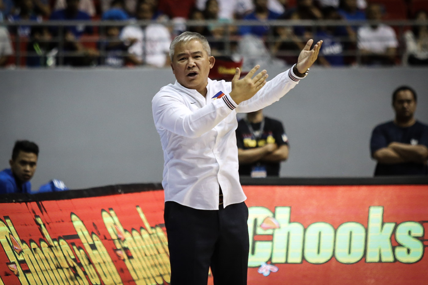 DEFENSE. Gilas head coach Chot Reyes says that you have to understand basketball to know what his comment means. Photo by Josh Albelda/Rappler 