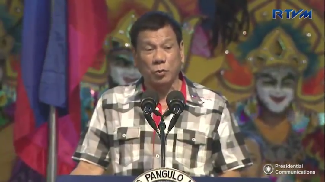 APOLOGY. Philippine President Rodrigo Duterte, in a speech in Bacolod City on October 2, 2016, apologizes to the Jewish community for his remarks about Adolf Hitler. Screenshot from RTVM video 