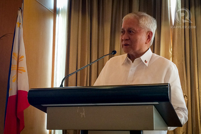 'BLATANT VIOLATION.' Foreign Secretary Albert del Rosario says China's reclamation activity in the South China Sea undermines international law and ASEAN agreements. Photo by Ayee Macaraig/Rappler