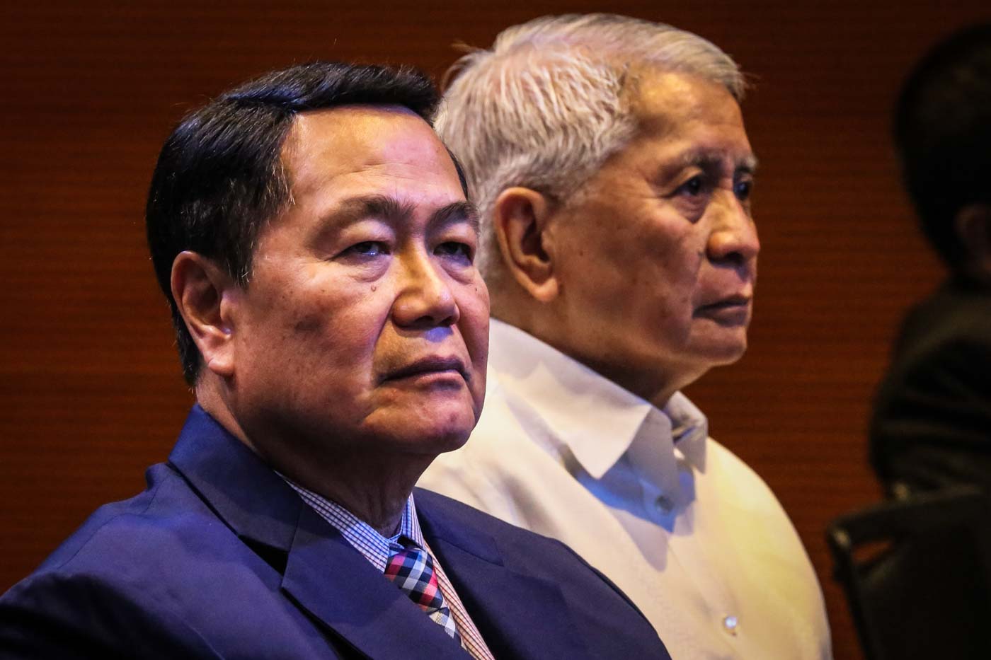 DEFENDERS. Supreme Court Senior Associate Justice Antonio Carpio and former foreign secretary Albert del Rosario attend the Stratbase Albert del Rosario Institute's forum on the third anniversary of the Hague ruling on the South China Sea on July 12, 2019. Photo by Jire Carreon/Rappler   
