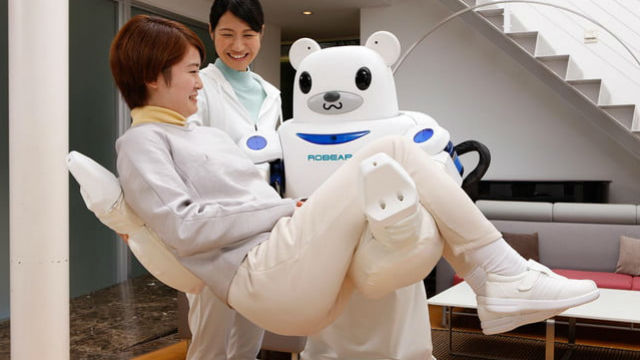 ROBEAR. Japanese company Riken has developed a robot that can carry patients and assist them in other physical ways. Photo from Riken 