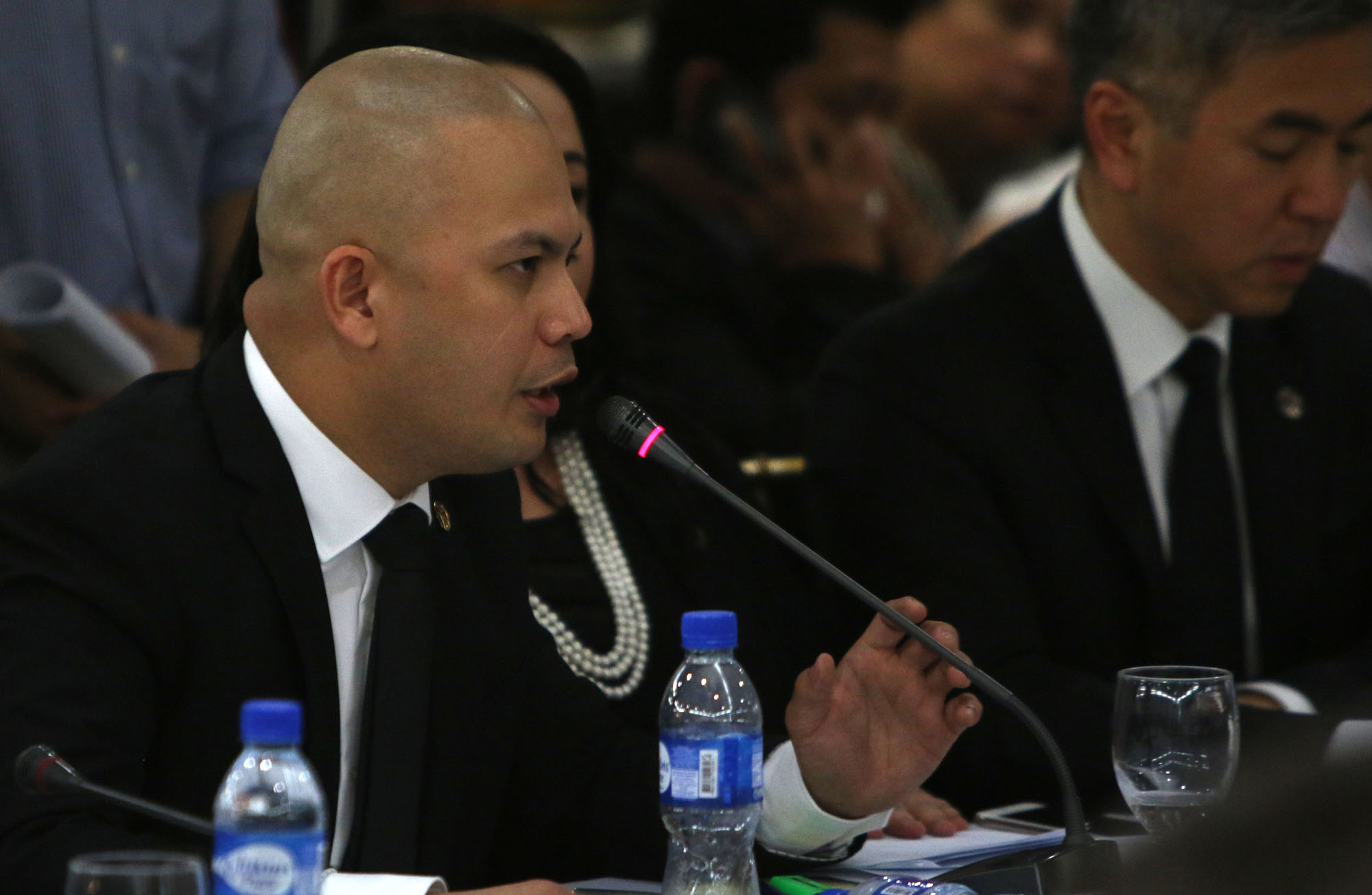UNDER SCRUTINY. Resorts World Manila Safety, Security and Surveillance office chief Armeen Gomez during the congressional committee hearing on the Resorts World Manila incident at the Dignitaries Lounge of NAIA Terminal 3 in Pasay City. Photo by Inoue Jaena/Rappler  