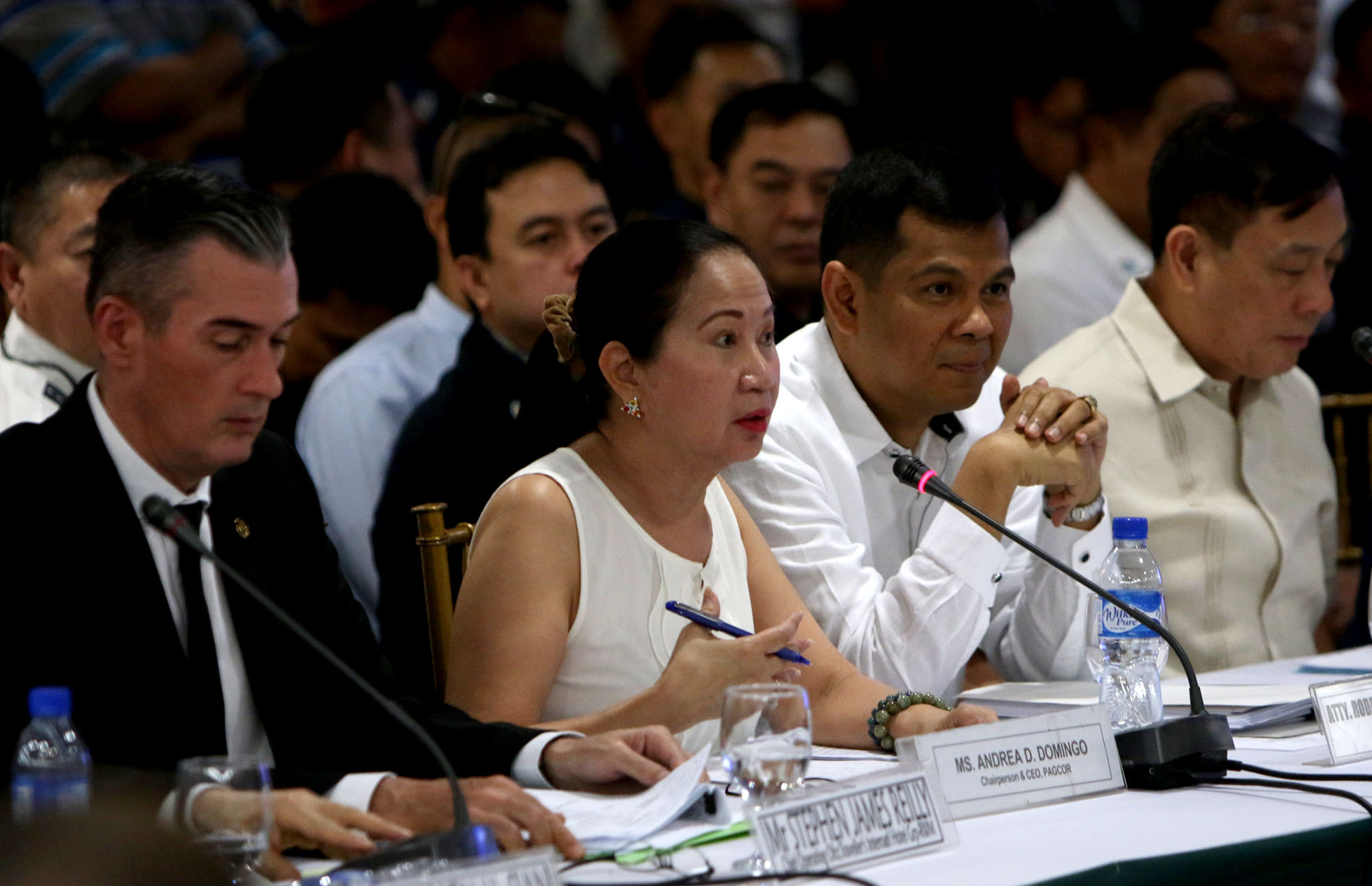 PAGCOR'S SIDE. Pagcor chairperson Andrea Domingo answers lawmakers' queries during the congressional inquiry. Photo by Inoue Jaena/Rappler   