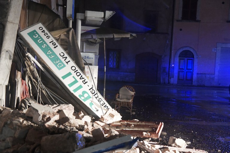A picture shows rubble due to earthquakes in the village of Visso, central Italy, on October 26, 2016. Tiziana Fabi/AFP 